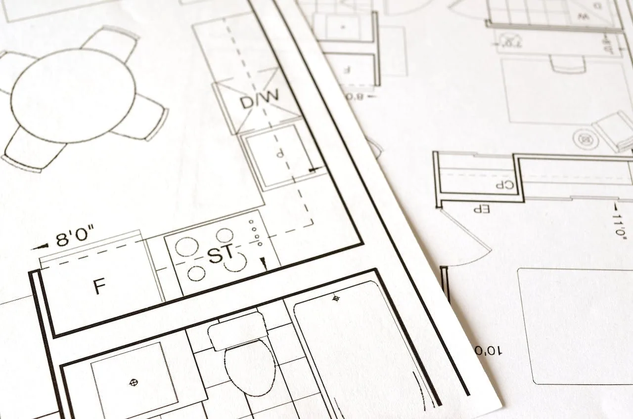 Architectural floor plan drawing, the documentation stage before permits